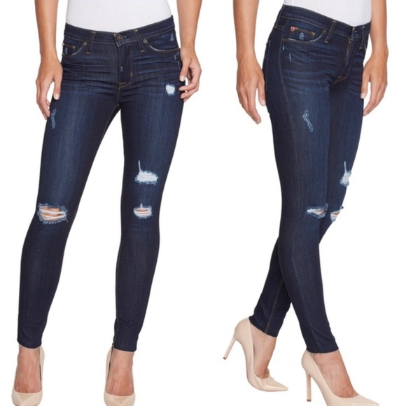 Hudson Distressed Nico Midrise Ankle Skinny Raw Hem Jeans Size 26 - Picture 2 of 15